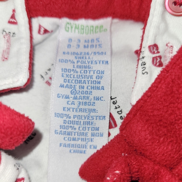 Vintage Gymboree Holiday Magic Unisex Red Fleece Overalls 0-3 Months Boys Girls - Picture 7 of 7